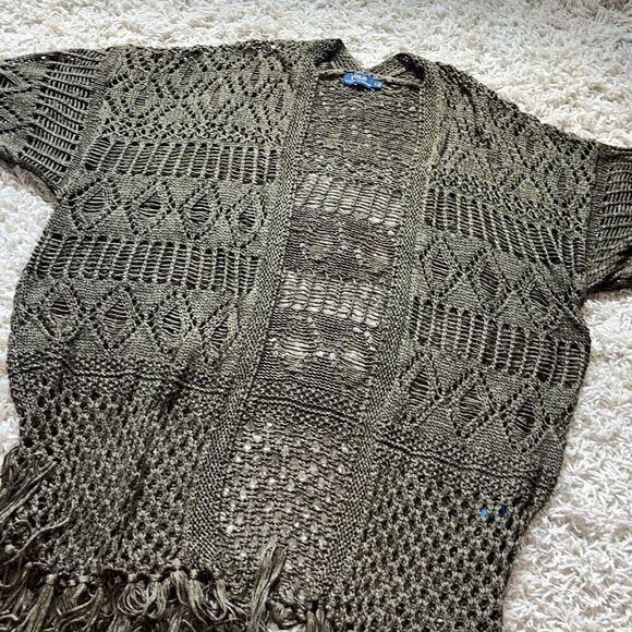 Vintage Polo Ralph Lauren Boho Fringe Linen Knit Cardigan Sweater Women’s Large - Picture 13 of 14